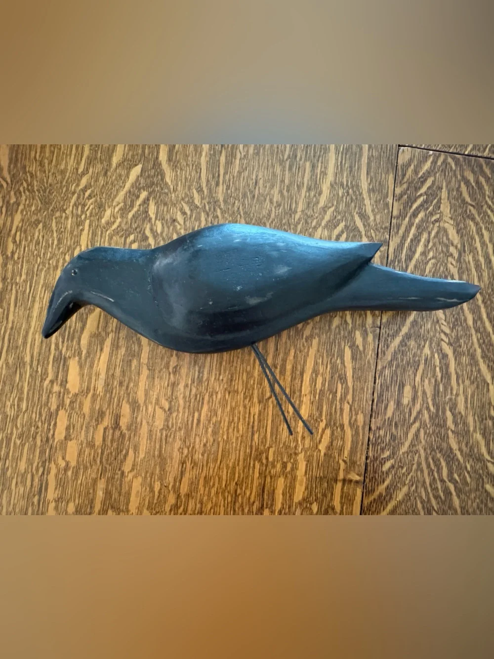 Handcarved Black Wooden Bird Decor